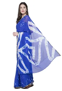 Saree For Womens Bandhej Silk Bandhani | Women's Chiffon Bandhej Bandhani With Blouse Piece | (Blue)-thumb1