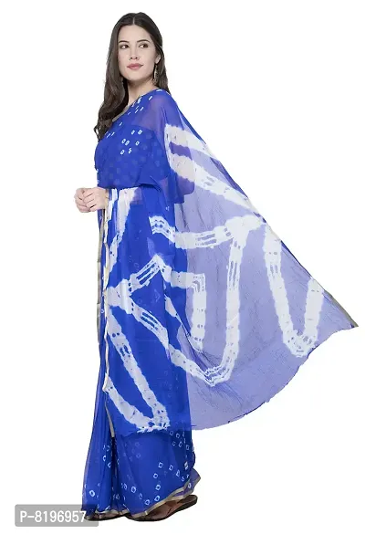 Saree For Womens Bandhej Silk Bandhani | Women's Chiffon Bandhej Bandhani With Blouse Piece | (Blue)-thumb2