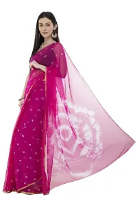 Saree For Womens Bandhej Silk Bandhani | Women's Chiffon Bandhej Bandhani With Blouse Piece | (Rose Pink)-thumb1