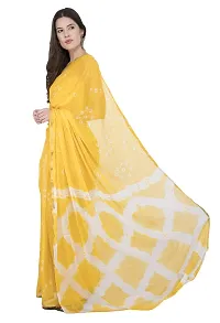 Saree For Womens Bandhej Silk Bandhani | Women's Chiffon Bandhej Bandhani With Blouse Piece | (Yellow)-thumb1