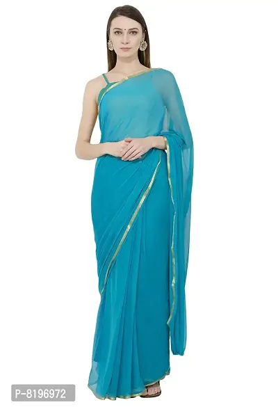 Bunny Creation Women's Chiffon Saree (Wk 45_7100_Rama)-thumb0