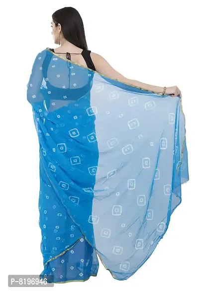 Saree For Womens Bandhej Silk Bandhani | Women's Chiffon Bandhej Bandhani With Blouse Piece | (Sky Blue)-thumb3