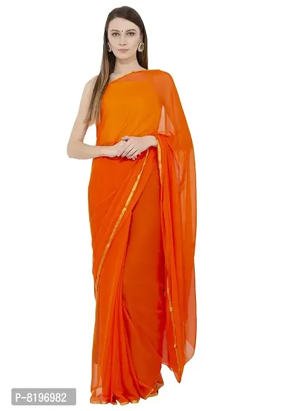 Bunny Creation Women's Chiffon Saree (Wk 45_68_Skin & Orange)