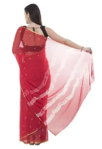 Bunny Creation Women's Plain Weave Chiffon Saree With Blouse Piece (15_Red)-thumb2