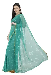 Saree For Womens Bandhej Silk Bandhani | Women's Chiffon Bandhej Bandhani With Blouse Piece | (Sea Green)-thumb1