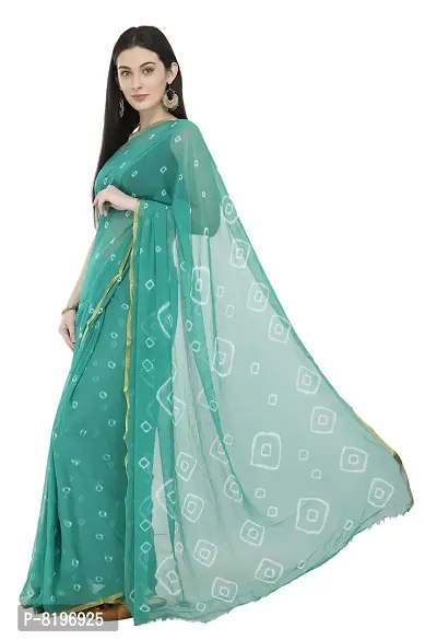 Saree For Womens Bandhej Silk Bandhani | Women's Chiffon Bandhej Bandhani With Blouse Piece | (Sea Green)-thumb2