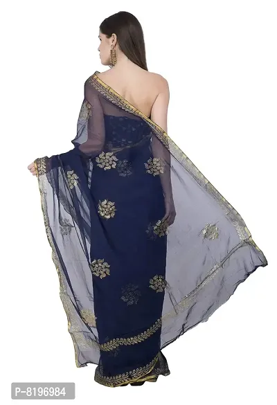 New Women's Chiffon Gold Kalash - Jaquard Designs Saree with Blouse Piece | Fashions Designer Traditional | Women's Stylish Saree |hellip; (Dark blue)-thumb3