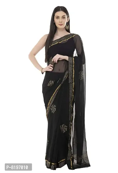 New Women's Chiffon Gold Kalash - Jaquard Designs Saree with Blouse Piece | Fashions Designer Traditional | Women's Stylish Saree |hellip; (Black)
