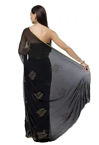 Bunny Creation Women's Jacquard Chiffon Saree (2_Black)-thumb2