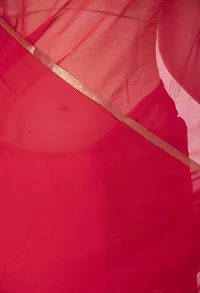 Solid Saree | Pure Chiffon with Blouse Piece Saree | (Red)-thumb3