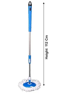 Mop Broom Handle Stick with Microfiber Head Refill Stainless Steel Pole for 360deg; Floor Cleaning (Random Colour)-thumb1