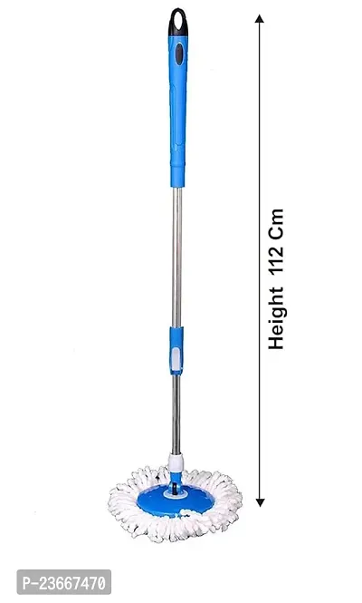 Mop Broom Handle Stick with Microfiber Head Refill Stainless Steel Pole for 360deg; Floor Cleaning (Random Colour)-thumb2