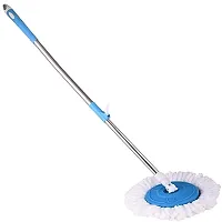 Mop Broom Handle Stick with Microfiber Head Refill Stainless Steel Pole for 360deg; Floor Cleaning (Random Colour)-thumb1