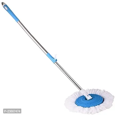 Mop Broom Handle Stick with Microfiber Head Refill Stainless Steel Pole for 360deg; Floor Cleaning (Random Colour)-thumb2