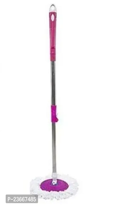 Mop Broom Handle Stick with Microfiber Head Refill Stainless Steel Pole for 360deg; Floor Cleaning (Random Colour)