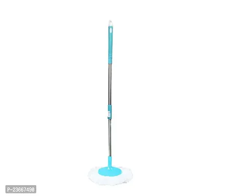 Mop Broom Handle Stick with Microfiber Head Refill Stainless Steel Pole for 360deg; Floor Cleaning (Random Colour)