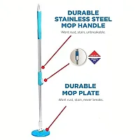 Mop Broom Handle Stick with Microfiber Head Refill Stainless Steel Pole for 360deg; Floor Cleaning (Random Colour)-thumb1