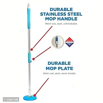 Mop Broom Handle Stick with Microfiber Head Refill Stainless Steel Pole for 360deg; Floor Cleaning (Random Colour)-thumb2