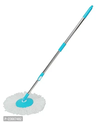 Mop Broom Handle Stick with Microfiber Head Refill Stainless Steel Pole for 360deg; Floor Cleaning (Random Colour)-thumb0