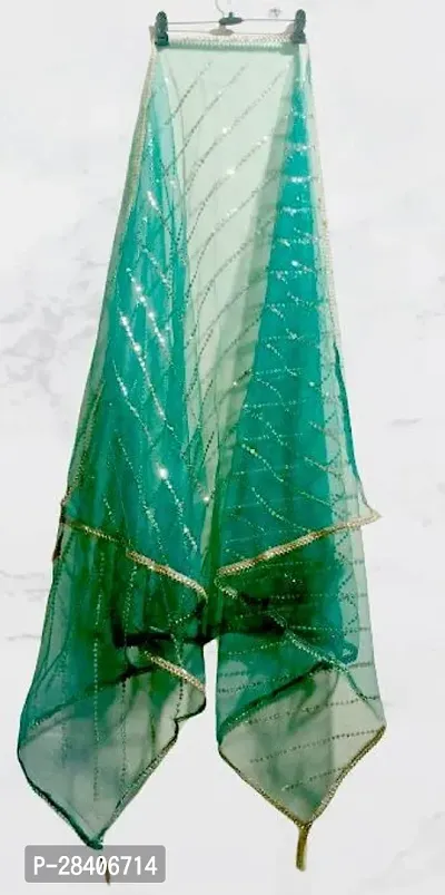 Stylish Green Art Silk Aari Work Dupattas For Women-thumb0