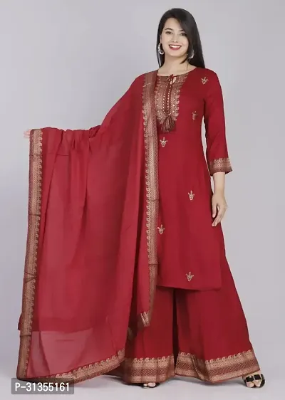 Stylish Rayon Kurta Bottom And Dupatta For Women-thumb0