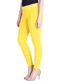 LALIMA Hand Art Women Cotton Lycra Premium Yellow Skinny Fit Ankle Leggings for Women-thumb1