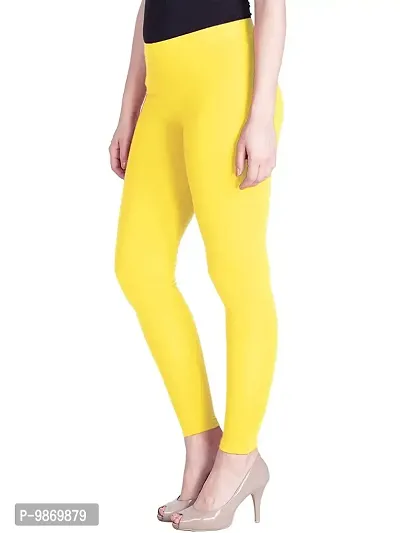 LALIMA Hand Art Women Cotton Lycra Premium Yellow Skinny Fit Ankle Leggings for Women-thumb3