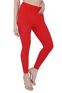 LALIMA Hand Art Women Cotton Lycra Premium Red Skinny Fit Ankle Leggings for Women-thumb1