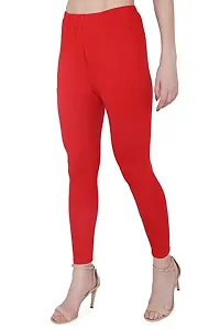 LALIMA Hand Art Women Cotton Lycra Premium Red Skinny Fit Ankle Leggings for Women-thumb2