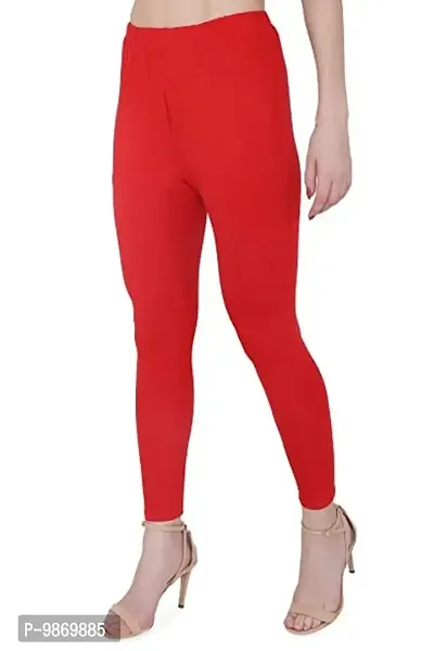 LALIMA Hand Art Women Cotton Lycra Premium Red Skinny Fit Ankle Leggings for Women-thumb3