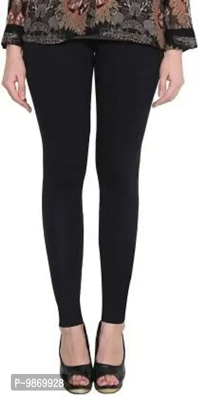 Women's Regular Fit Cotton Blend Leggings (KPC-AL-BLK_Black_M)