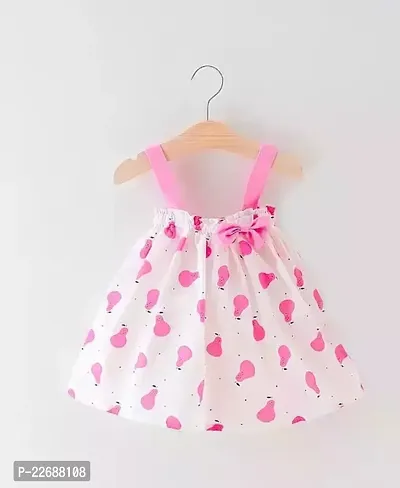 Cute Cotton Pink Printed Dress For Kids Girls-thumb0