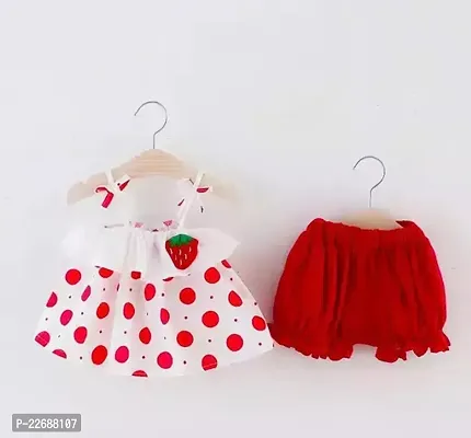 Cute Cotton Blend Red Polka Dot Dress For Kids Girls-thumb0