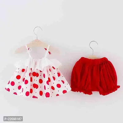 Cute Cotton Blend Red Polka Dot Dress For Kids Girls-thumb2