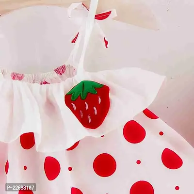 Cute Cotton Blend Red Polka Dot Dress For Kids Girls-thumb3