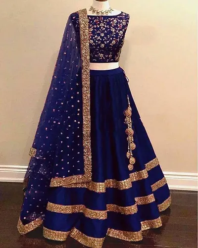 Adorable Taffeta Silk Embroidered Lehenga Choli