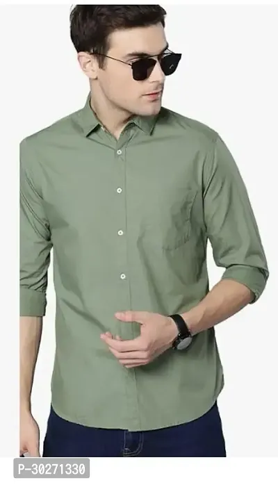 Stylish Fashion Men Regular Fit Casual Solid Cotton Shirt for Men-thumb0