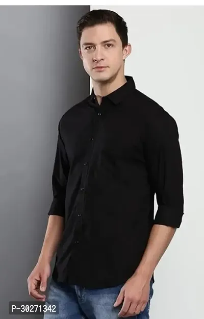 Stylish Fashion Men Regular Fit Casual Solid Cotton Shirt for Men-thumb0