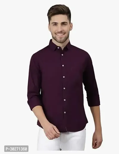 Stylish Fashion Men Regular Fit Casual Solid Cotton Shirt for Men-thumb0