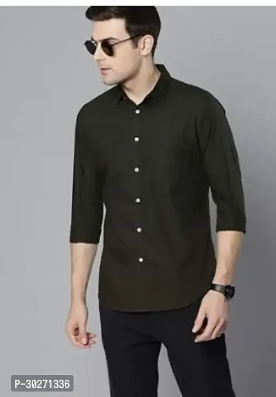 Stylish Fashion Men Regular Fit Casual Solid Cotton Shirt for Men-thumb0