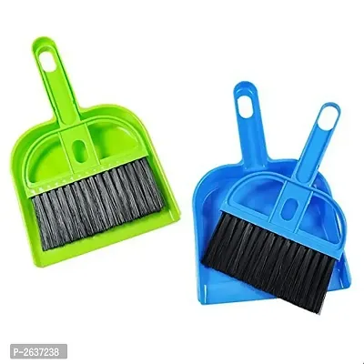 PACK OF 2 Multipurpose Mini Dustpan Supdi with Brush Broom (Multi Color)