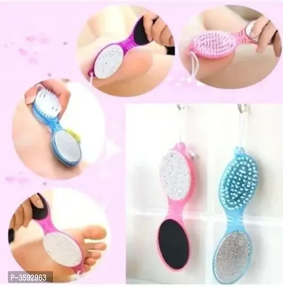 4 in1 Pedicure Paddle Brush with Pumice Stone || Cleanse Scrub Buff Foot Scrubber Nail Emery File Pack,Foot Care 4 in 1 Multi-use Foot Care Brush Pack of 2