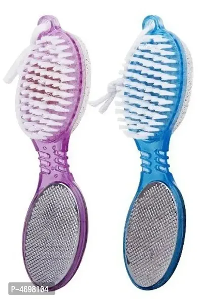 SET OF 2 Pedicure Paddle 4 in 1 brush for Foot File/Nail Brush/Pumice Stone/Callus Reducer, Multicolour