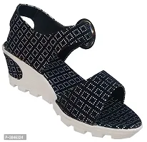 Black Synthetic Printed Wedges For Women-thumb2