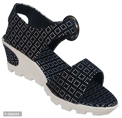 Black Synthetic Printed Wedges For Women-thumb3
