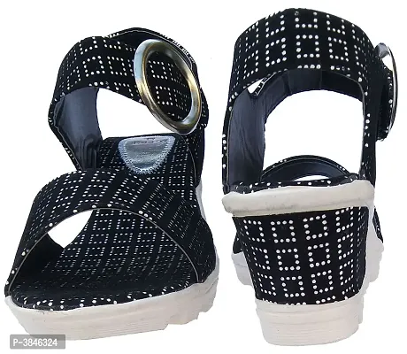 Black Synthetic Printed Wedges For Women-thumb4