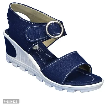 Women S Blue Synthetic Wedges Sandal-thumb2