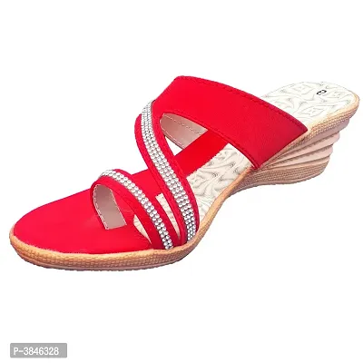 Red Women Flat Sandals-thumb3