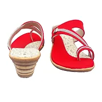 Red Women Flat Sandals-thumb4