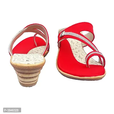 Red Women Flat Sandals-thumb5